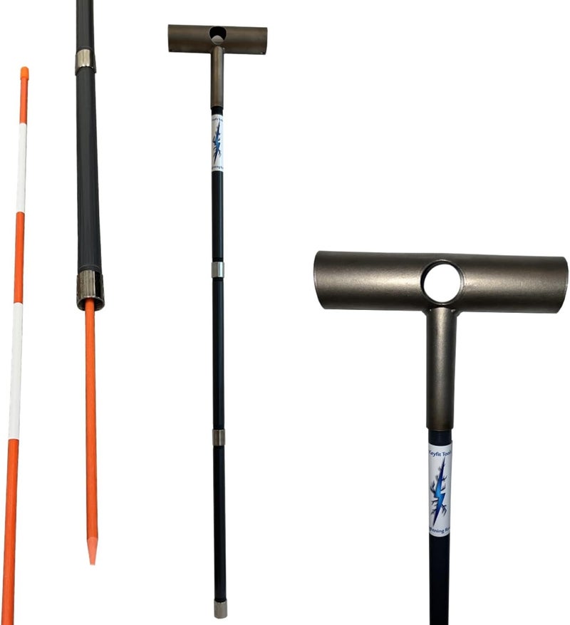 Keyfit Tools Lightning Rod Driveway Markers Installation Tool Snow Plow Stakes Lightning Fast Super Easy Install in Soft Ground Heavy Duty Stainless Steel & High Impact HDPE for 5/16" 4' Markers - Image 1